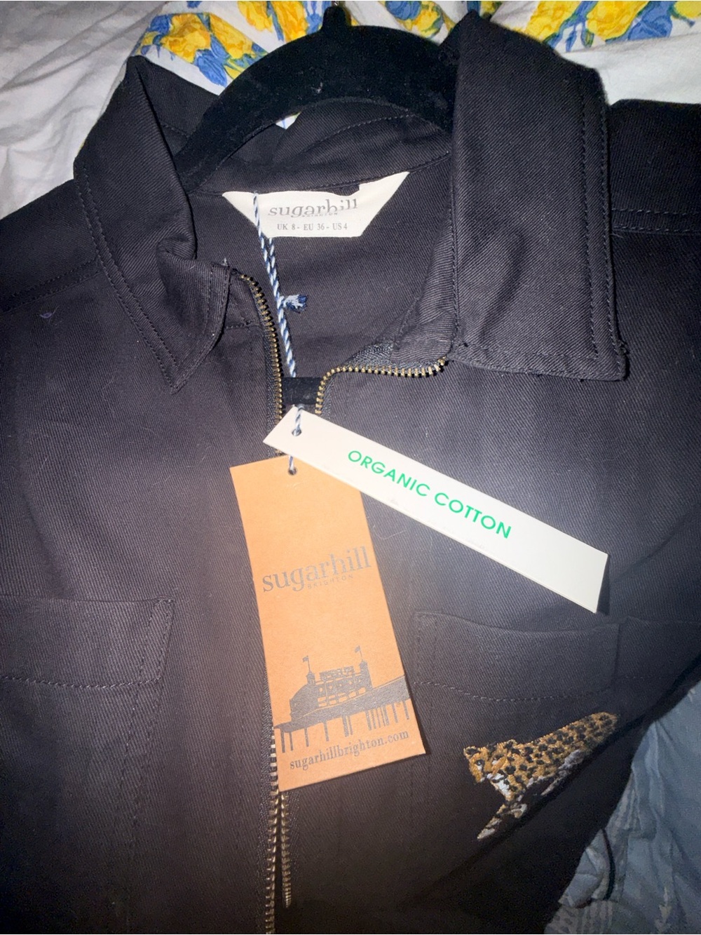 Sugarhill Brighton Black Organic Cotton Jumpsuit with Embroidered Detail
